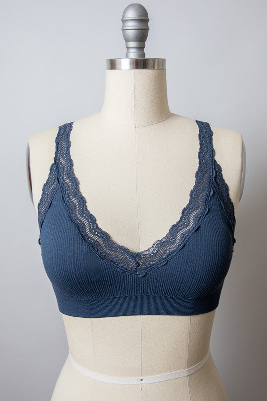 lace trim seamless padded bralette bra top the revival online boutique