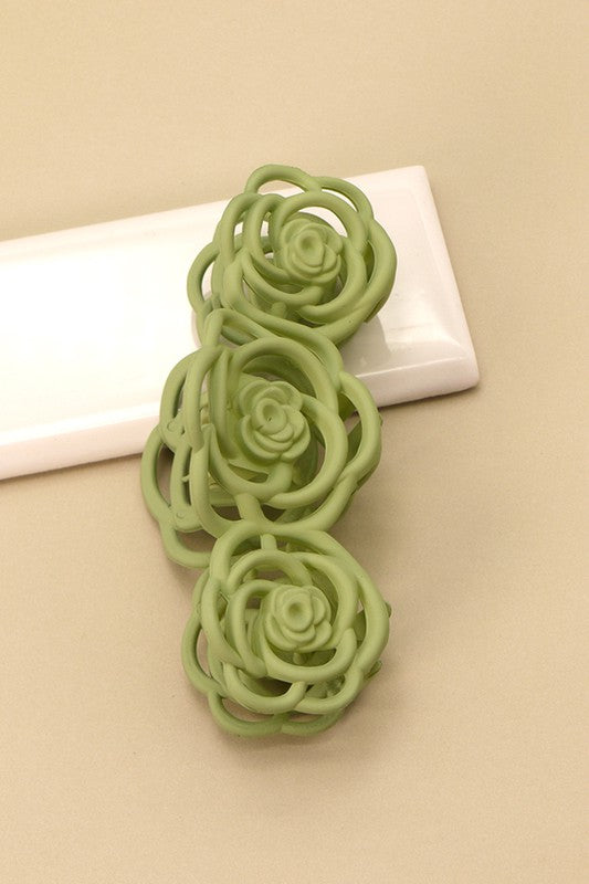 rose floral bouquet hair claw clip accessory trend us online boutique green tea