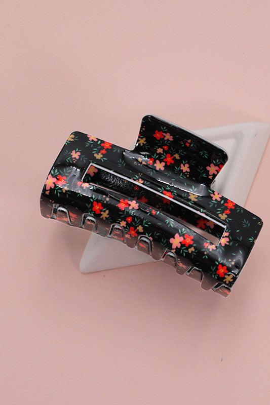 dark ditsy floral print  hair clip claw accessory