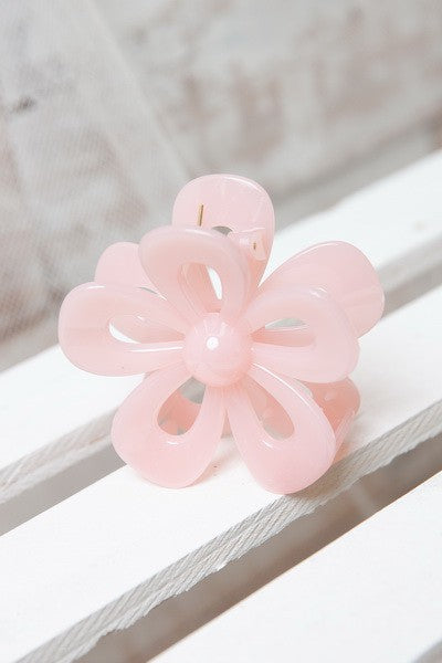 retro flower outline style hair claw clip accessory us online boutique glossy pink