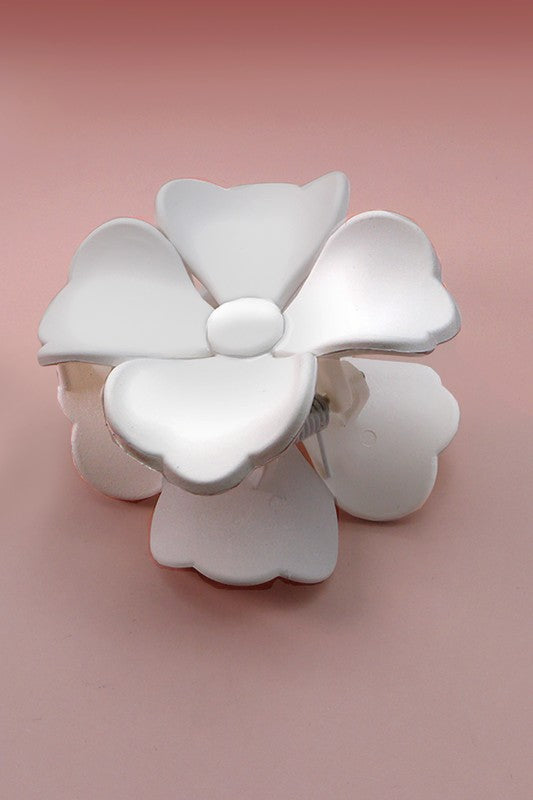 ivory white flower matte acrylic hair claw clip retro style us online boutique