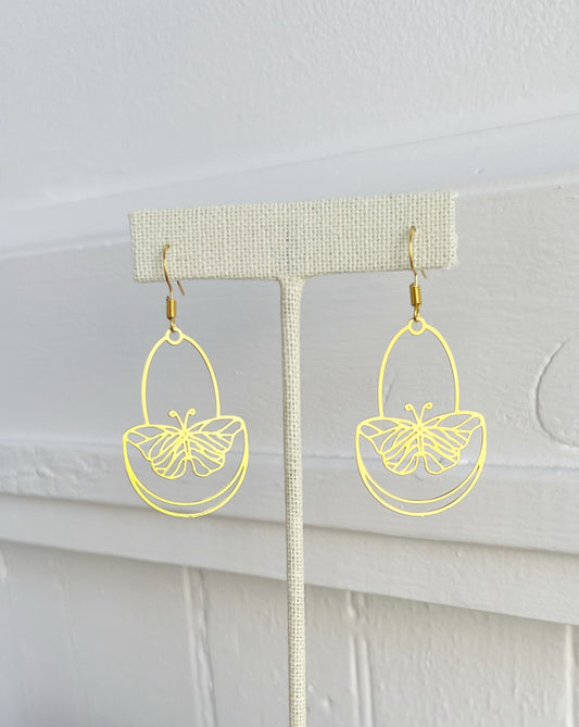 cressida butterfly flora and fauna brass gold lightweight earrings online boutique accessories