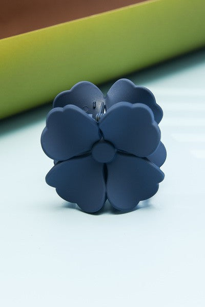 navy blue color flower matte acrylic hair claw clip retro style us online boutique