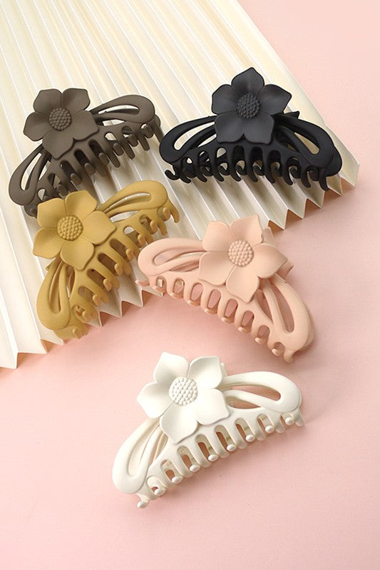 jumbo flower matte hair claw clip accessory us online boutique multiple colors available
