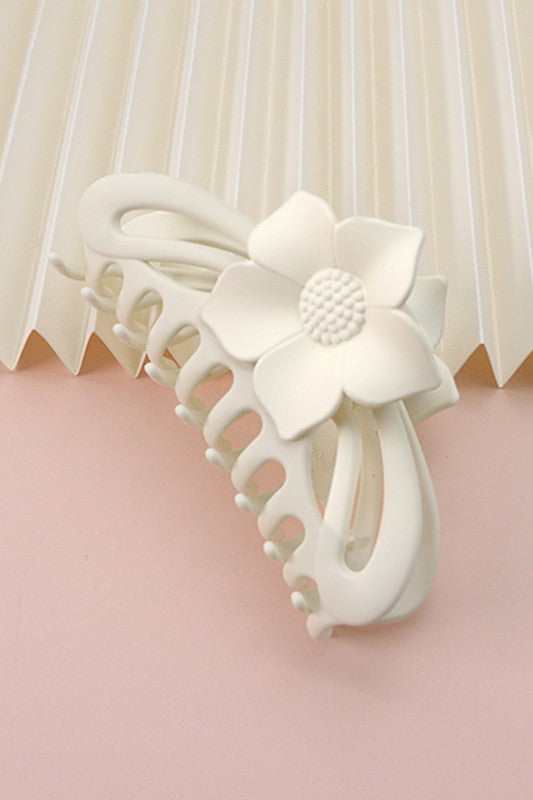 jumbo flower matte hair claw clip accessory us online boutique white