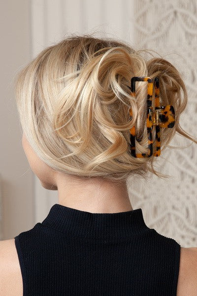 extra large rectangle shaped thick hair claw trending accessory tortoise in updo hairstyle