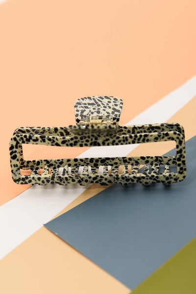 extra large rectangle shaped thick hair claw trending accessory black and white Dalmatian print