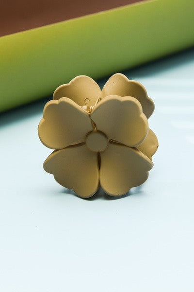 brown mustard flower matte acrylic hair claw clip retro style us online boutique