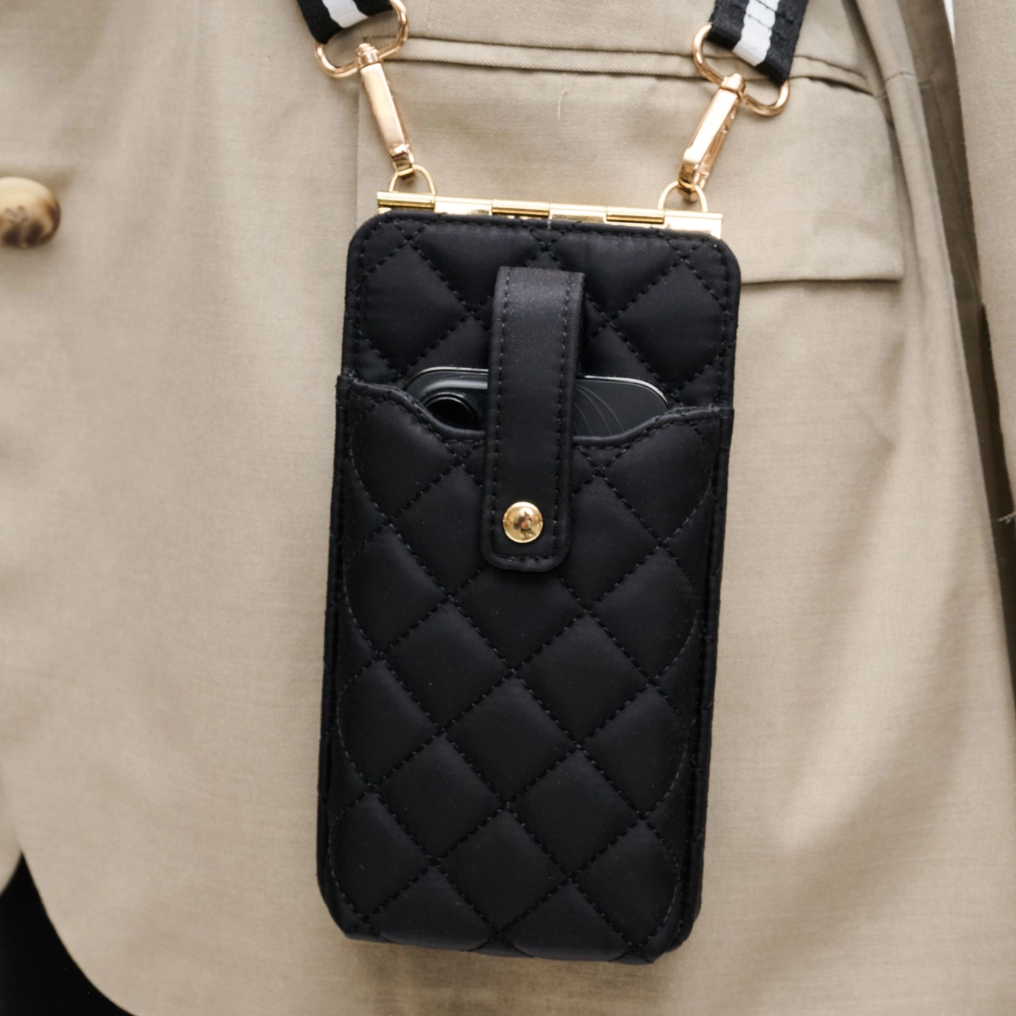sol and serene duality cell phone wallet crossbody handbag black or cream