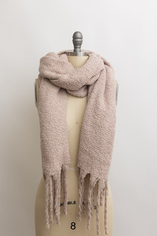 solid color oversized scarf shawl for fall and winter with tassels blush pink