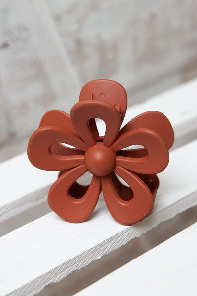 retro flower outline style hair claw clip accessory us online boutique baked clay