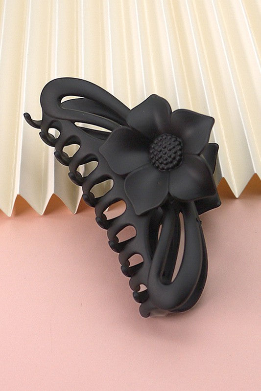 jumbo flower matte hair claw clip accessory us online boutique black