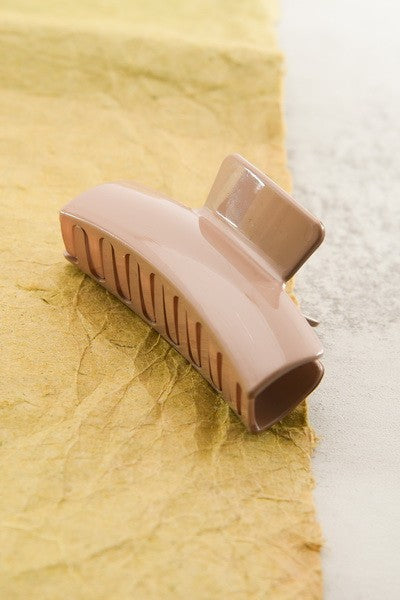 sleek solid color rectangle hair claw clip accessory us online boutique clay beige