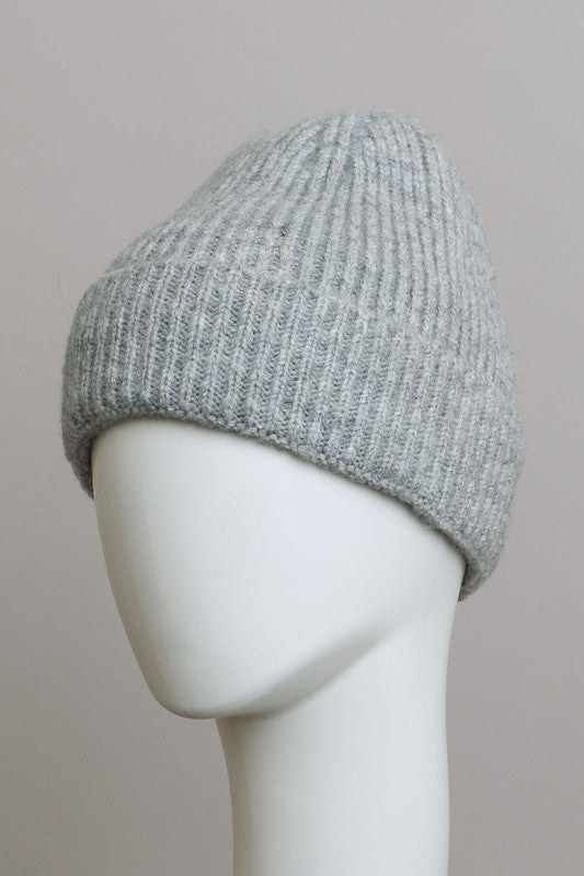 ribbed knit cuffed beanie fall & winter hat beige black brown gray