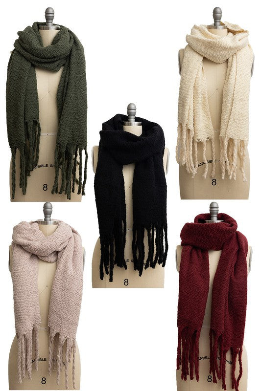 solid color oversized scarf shawl for fall and winter with tassels