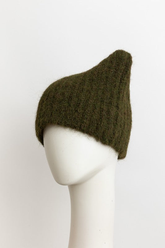 soft cat ear style beanie fall winter cozy solid color hat olive