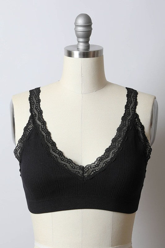 lace trim seamless padded bralette bra top the revival online boutique