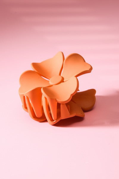 coral orange flower matte acrylic hair claw clip retro style us online boutique