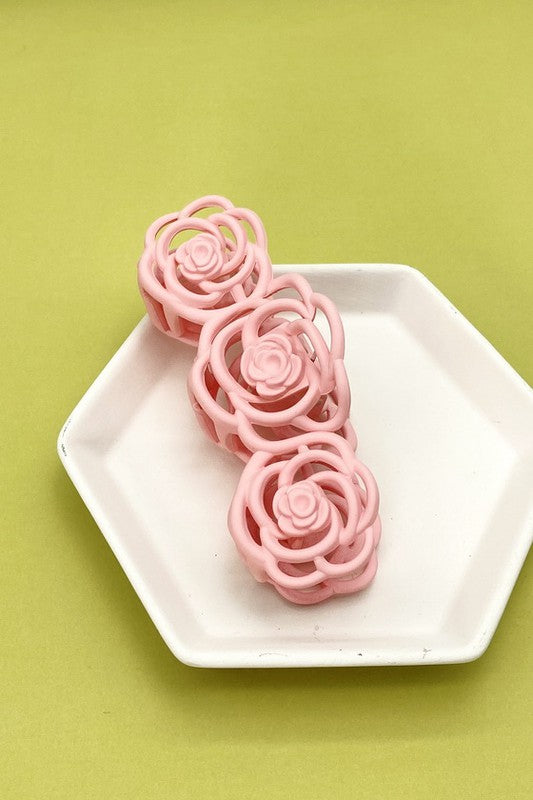 rose floral bouquet hair claw clip accessory trend us online boutique pink