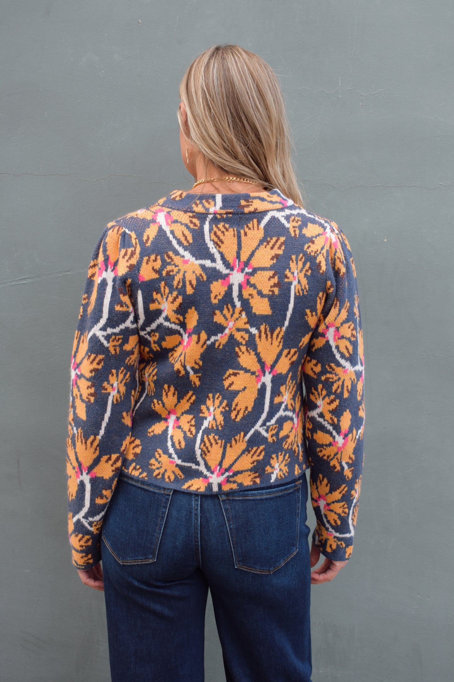 floral mock neck sweater