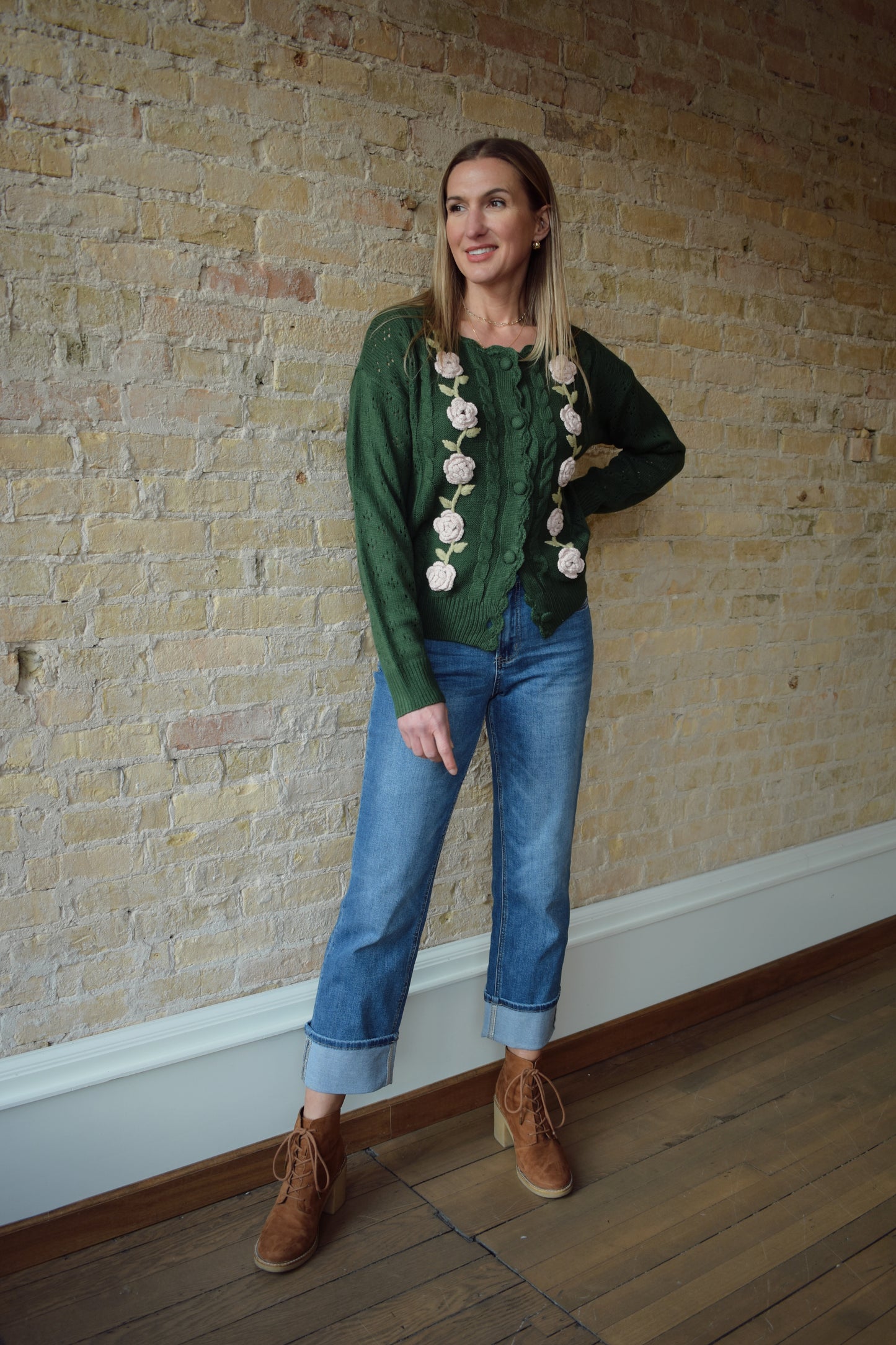 floral crochet cardigan