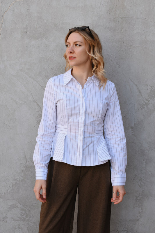 peplum button down