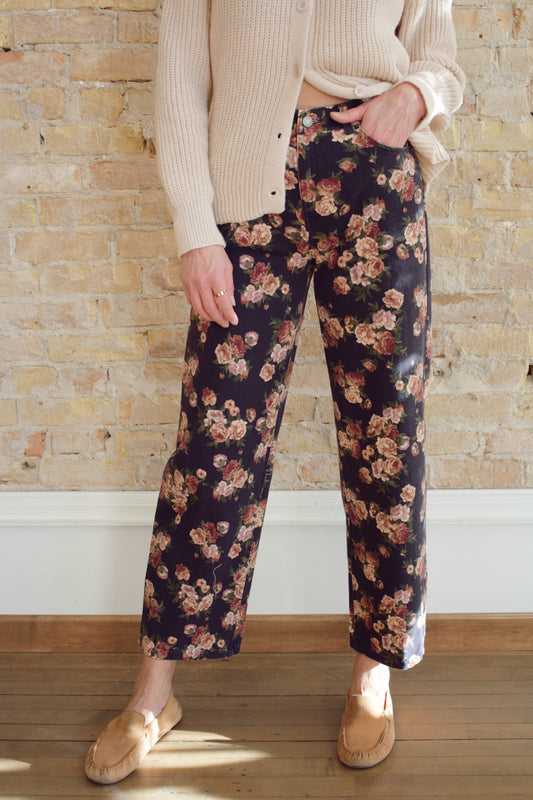 floral stonewashed jeans