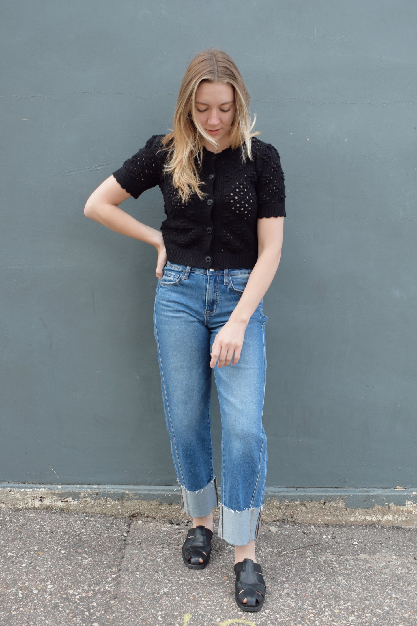 pointelle cardigan