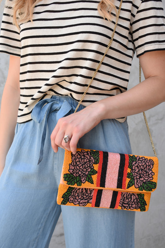 flash art beaded clutch