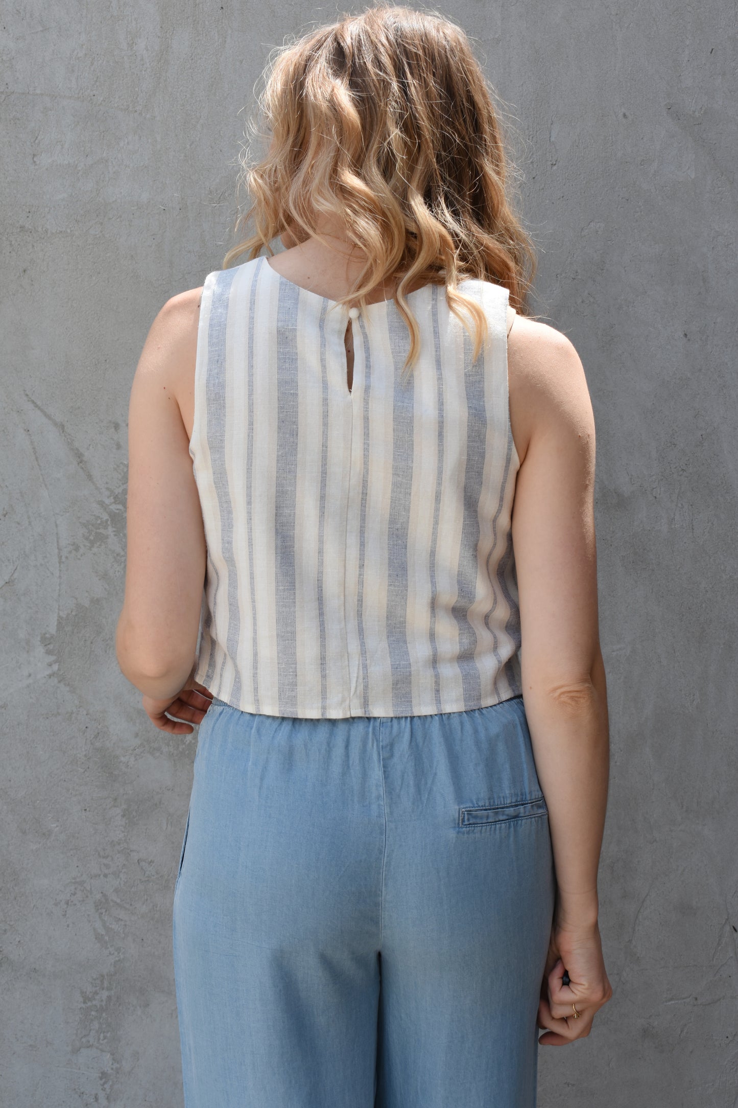 striped boxy crop top