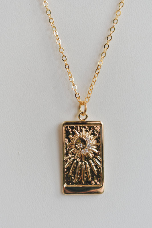 revival made goods the sun tarot card inspired gold plated dainty necklace
