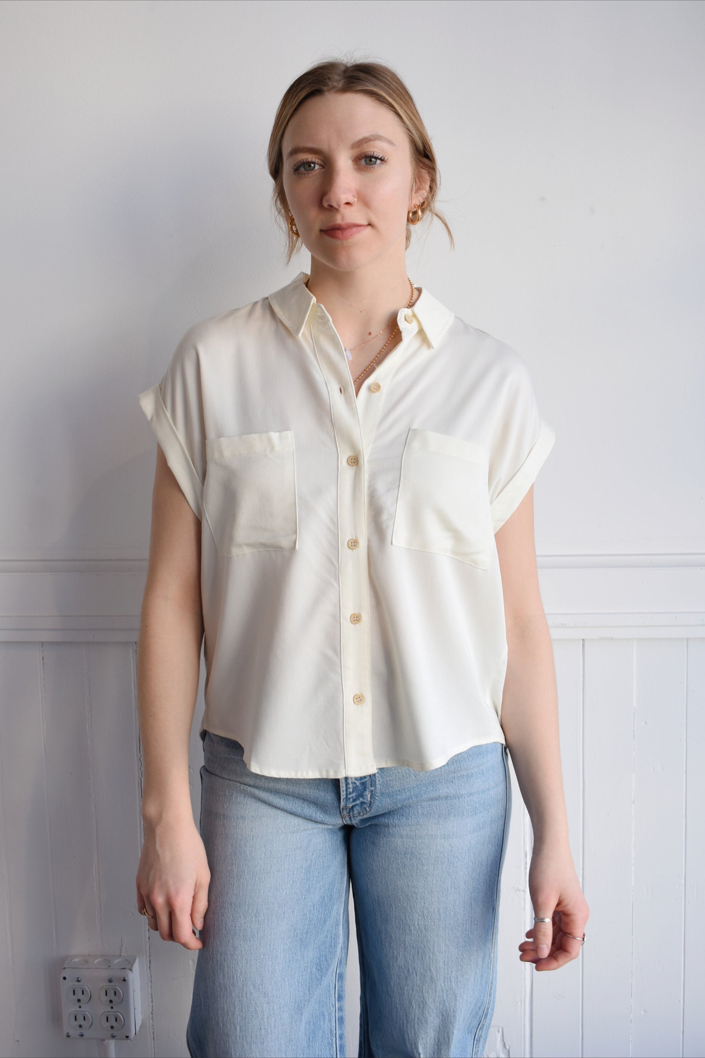 collared button-up blouse