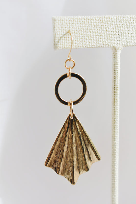 revival made goods lightweight gold plated statement bougie fan earrings