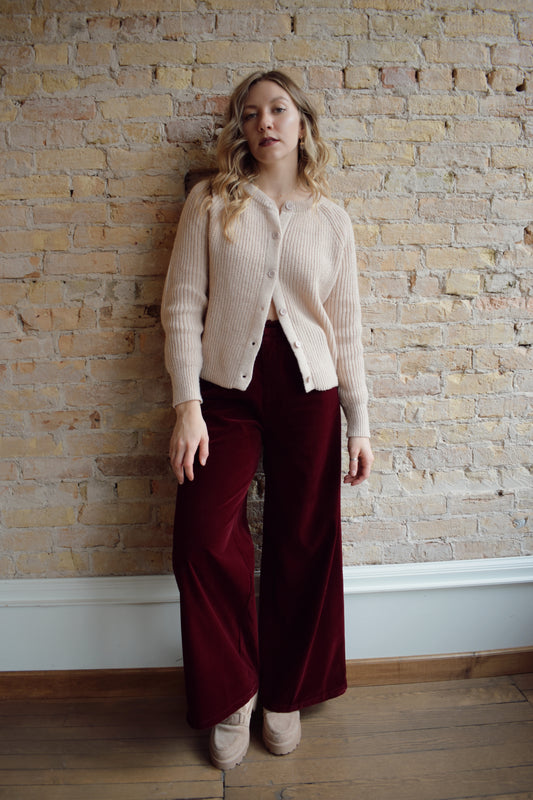 ribbed button cardigan