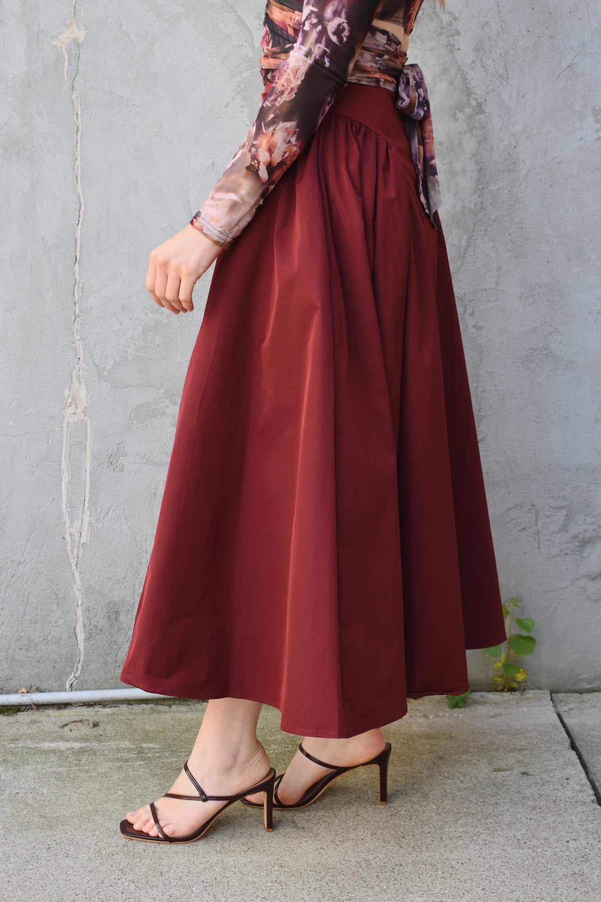 yoked midi skirt