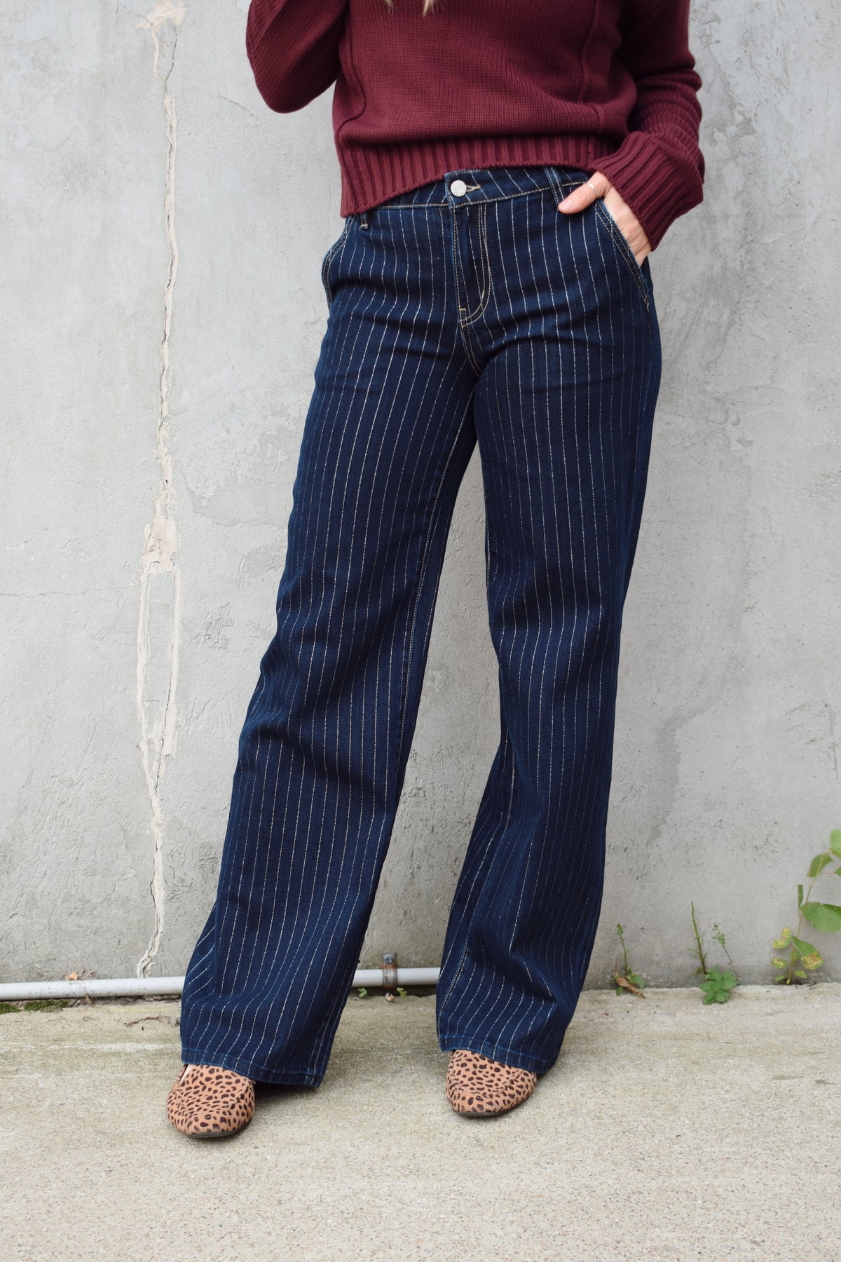 striped trouser jeans