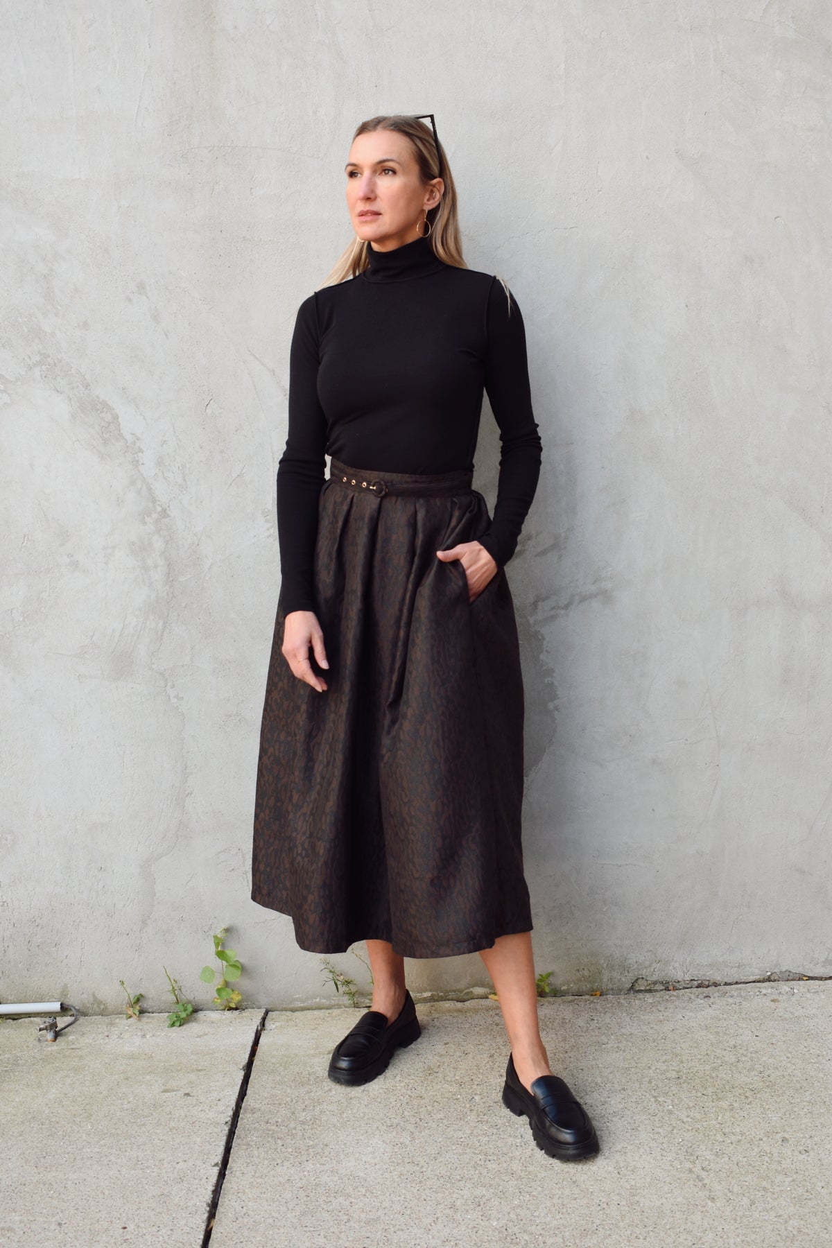 leopard midi skirt