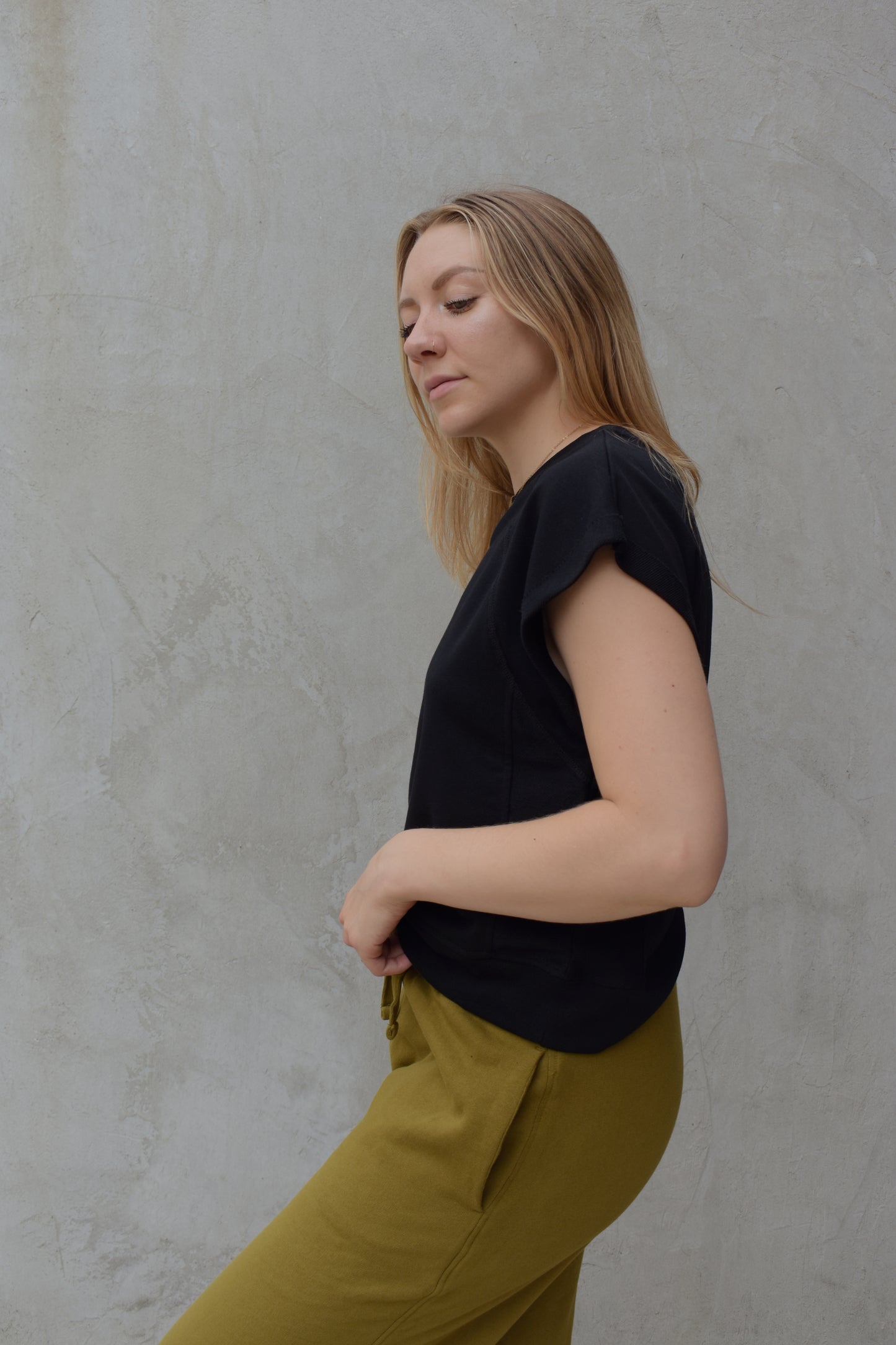offset cap sleeve top
