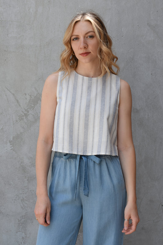 striped boxy crop top