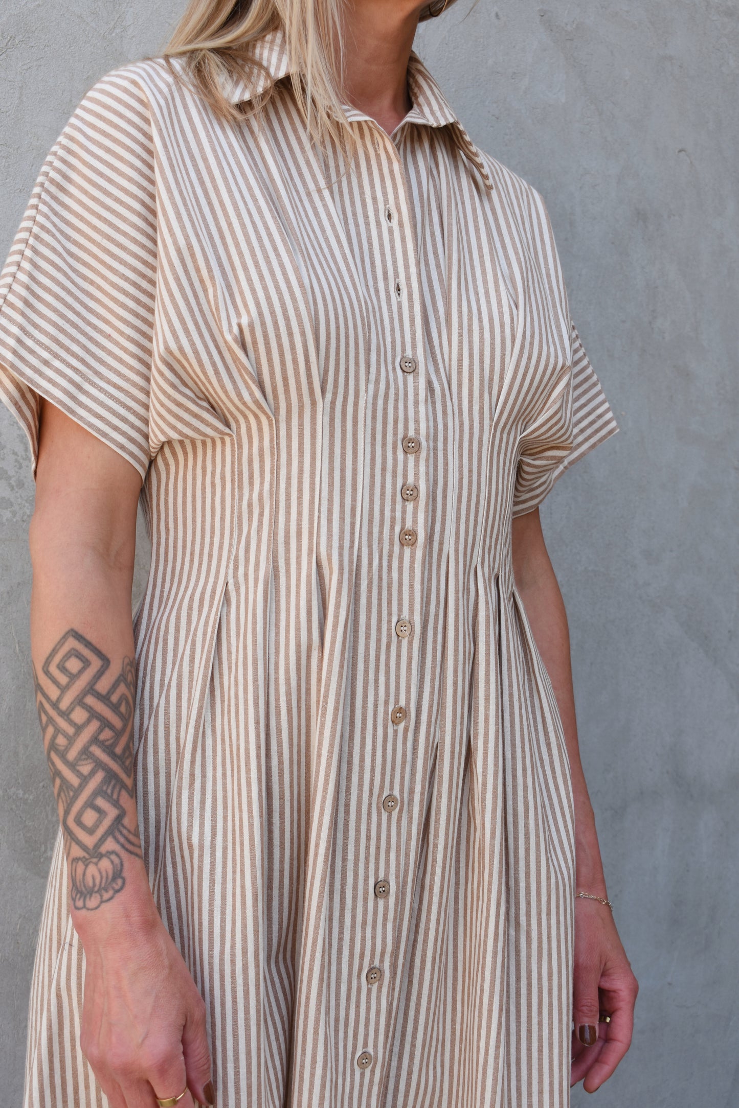 striped midi shirt dress