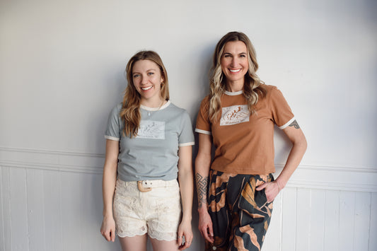 linocut print ringer tee