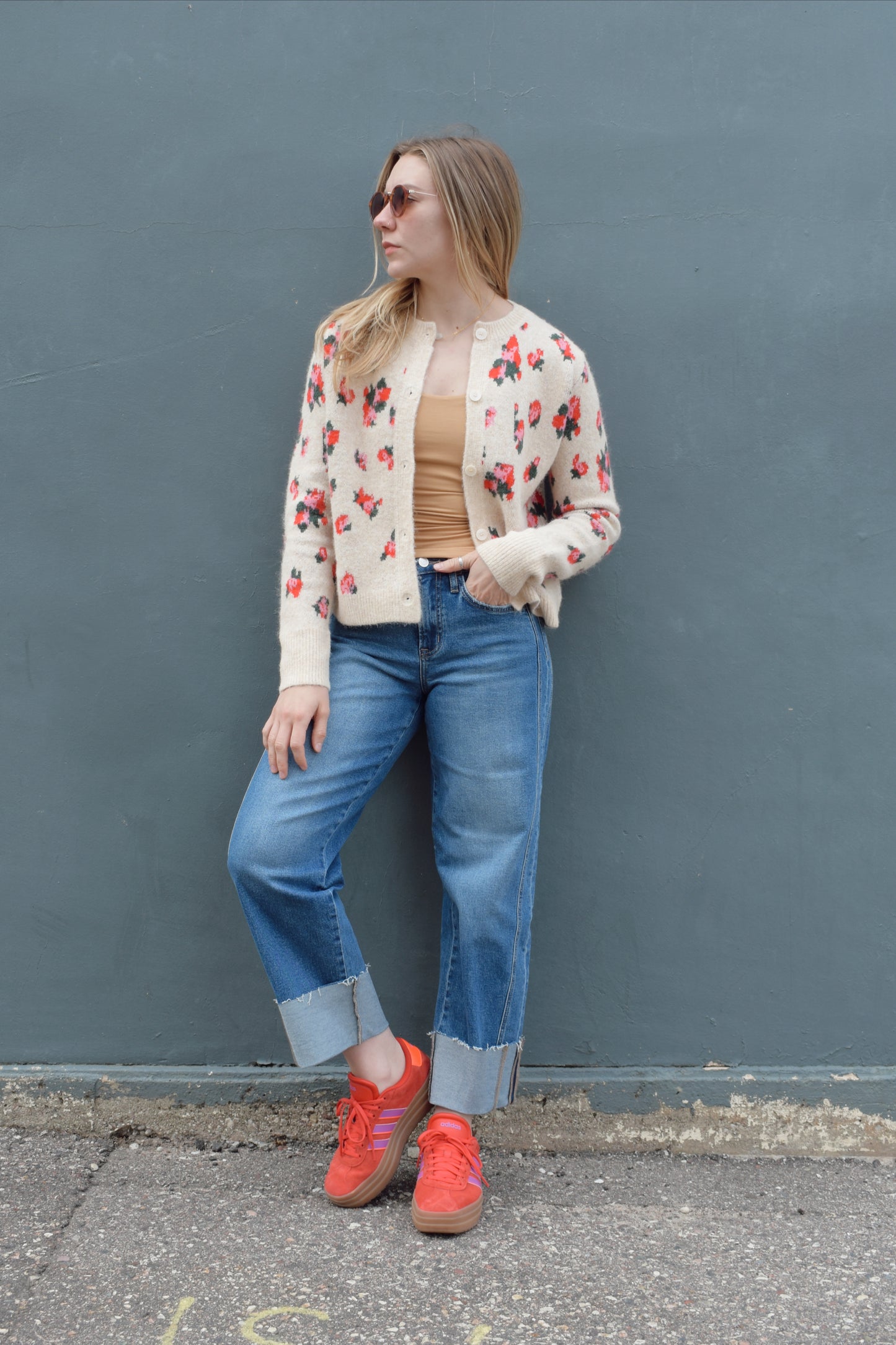 abstract floral cardigan