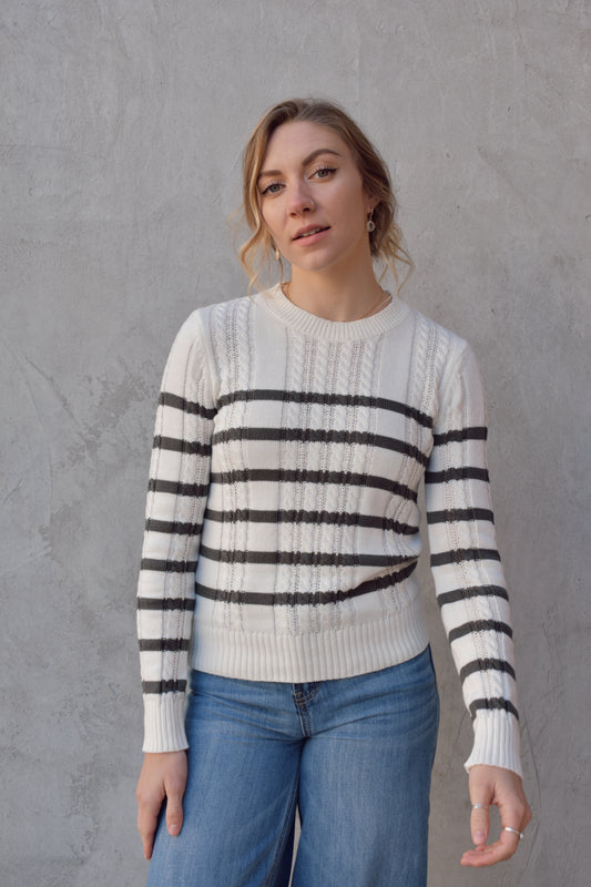 cable striped sweater