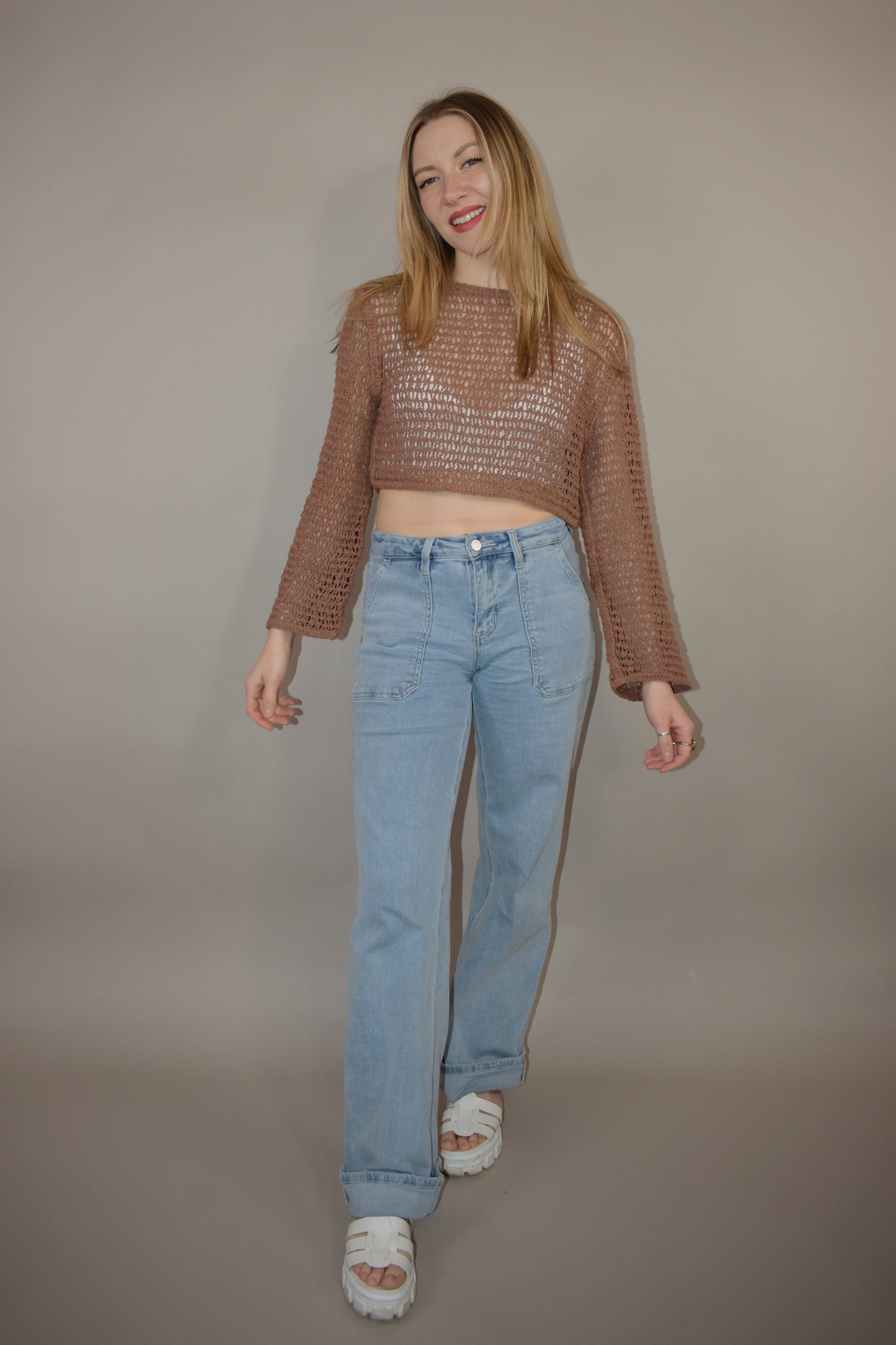 bell sleeve crocheted top