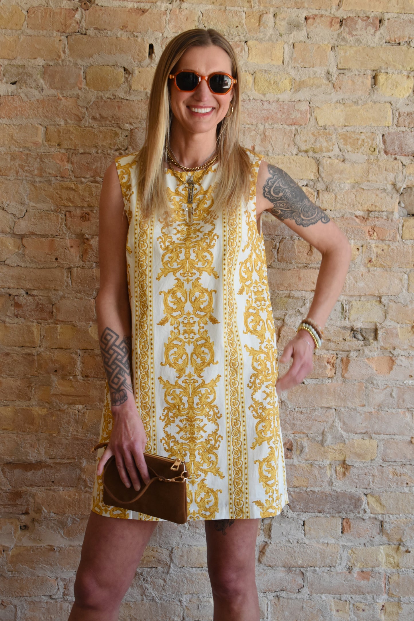 damask shift dress