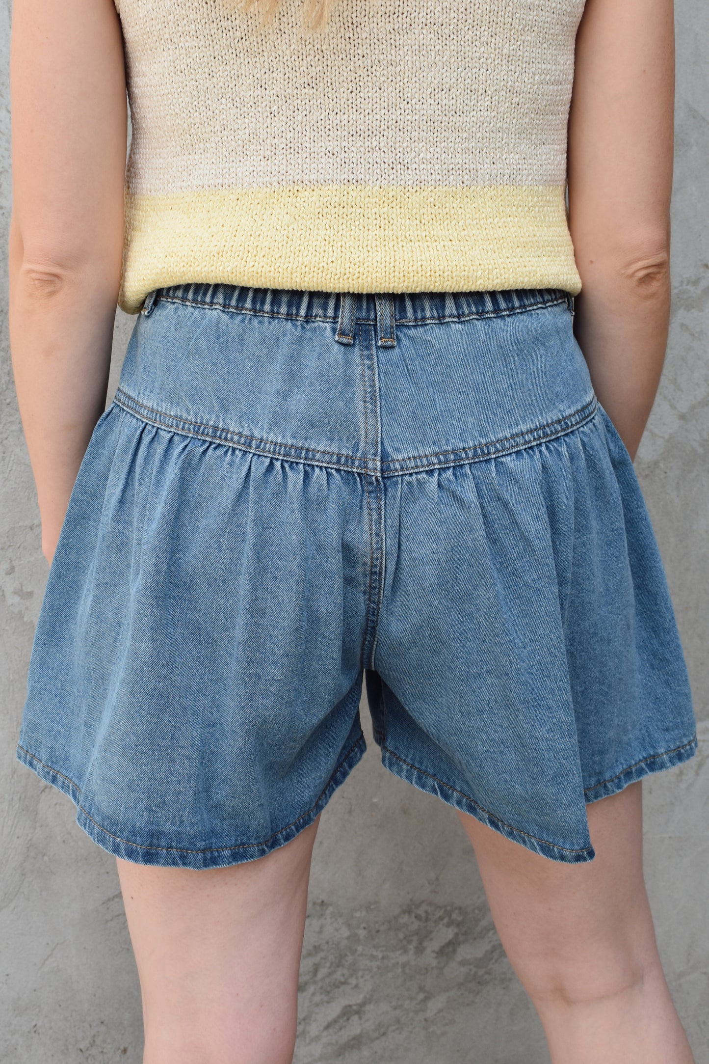 pintuck flare shorts