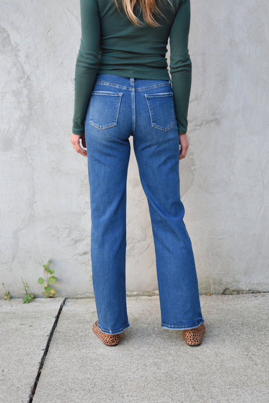 dark slim wide jeans