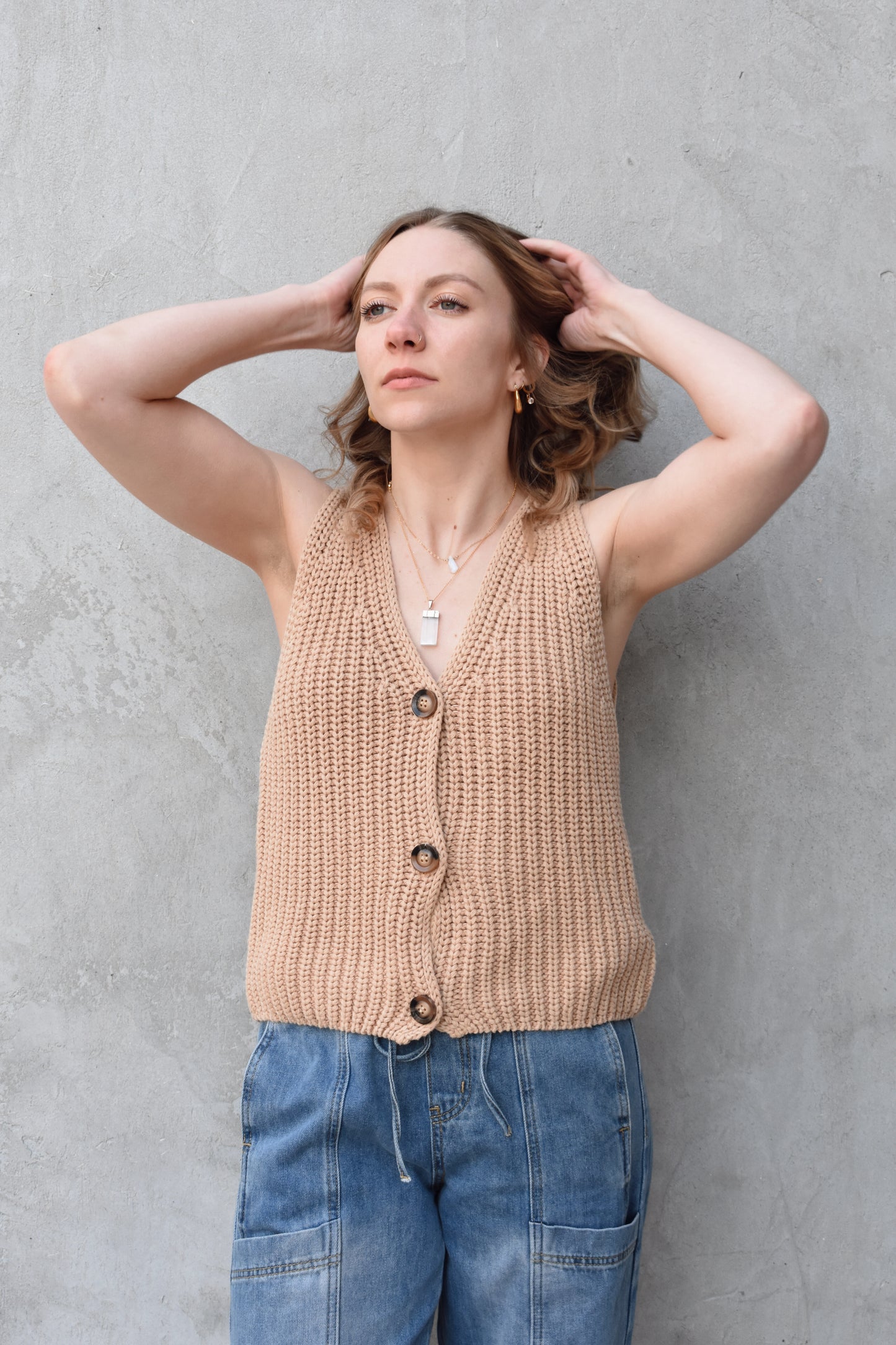 button sweater vest