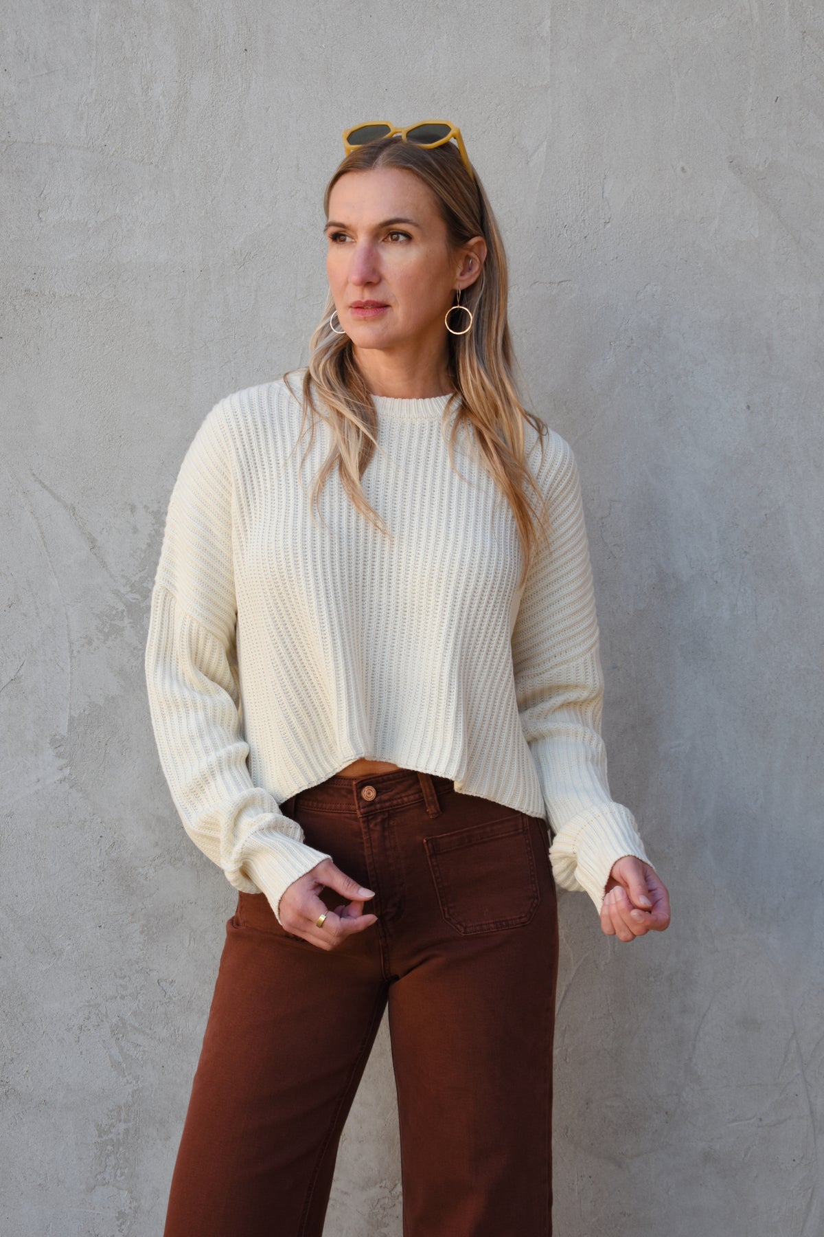 cropped ribbed sweater
