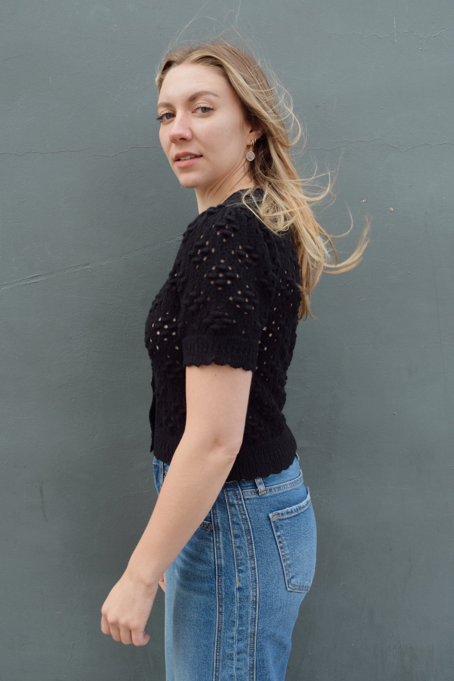 pointelle cardigan